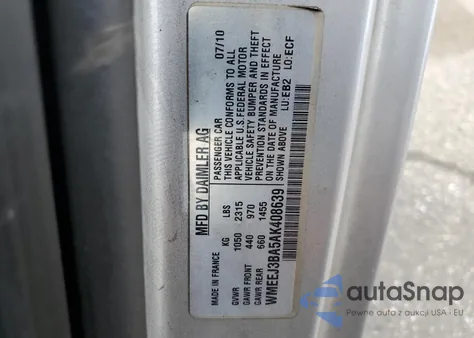 2010 Smart Fortwo Pure z USA, uszkodzony, nr VIN WMEEJ3BA5AK408639